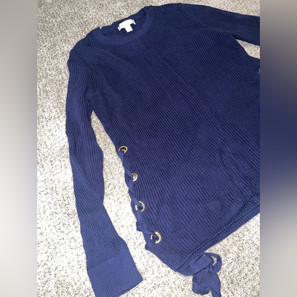 Michael Kors Navy Sweater with Side Ties - Picture 5 of 8